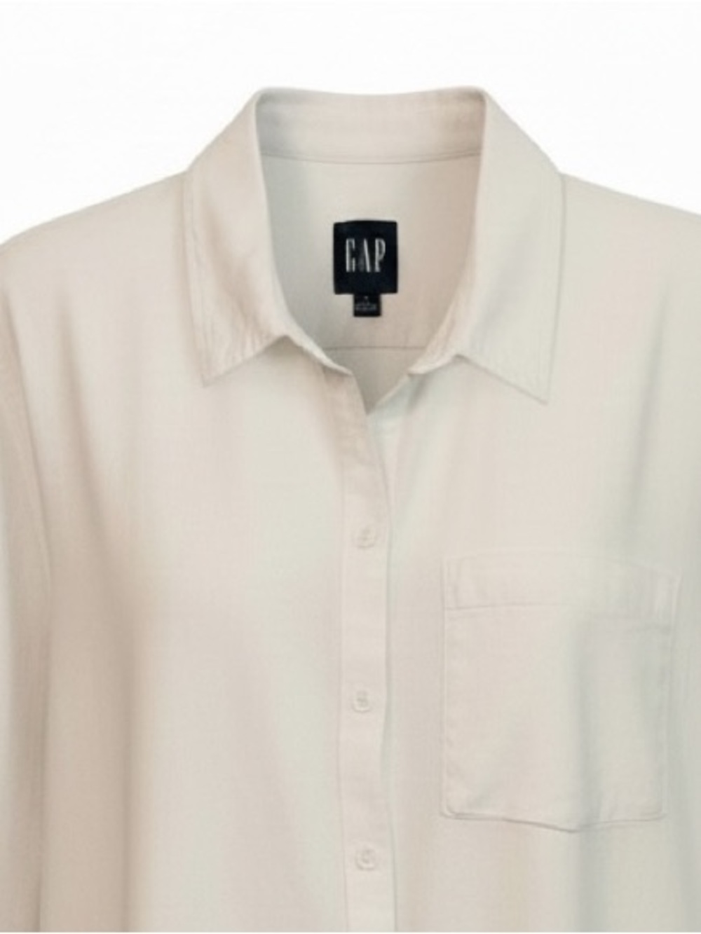 Gap Size XL White Linen-Blend Long Sleeve Boyfriend Button Down Shirt - Picture 3 of 9